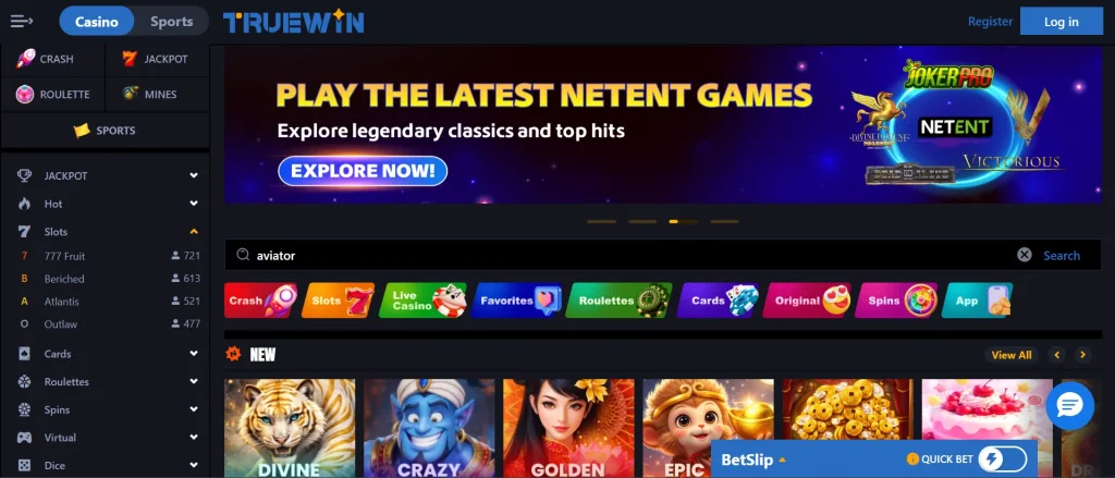 TrueWin Online Casino Games and Sports Betting